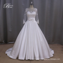 Taffeta Ruched Asymmetrical Modest Bridal Gown